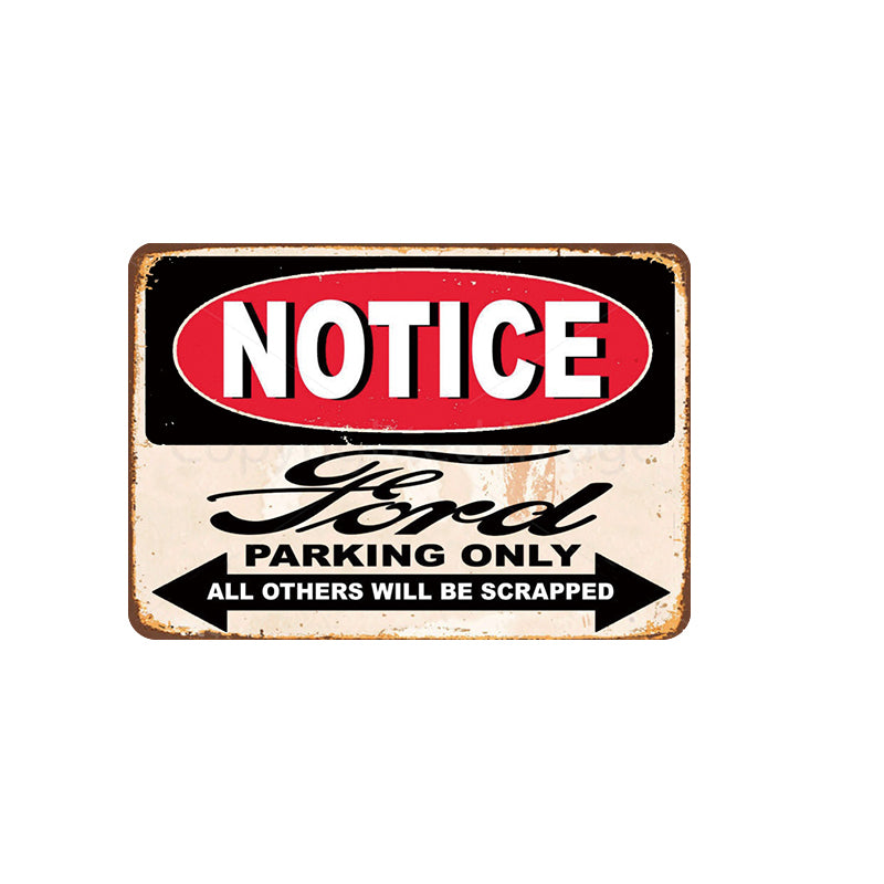TIN SIGN NOTICE FORD PARKING ONLY