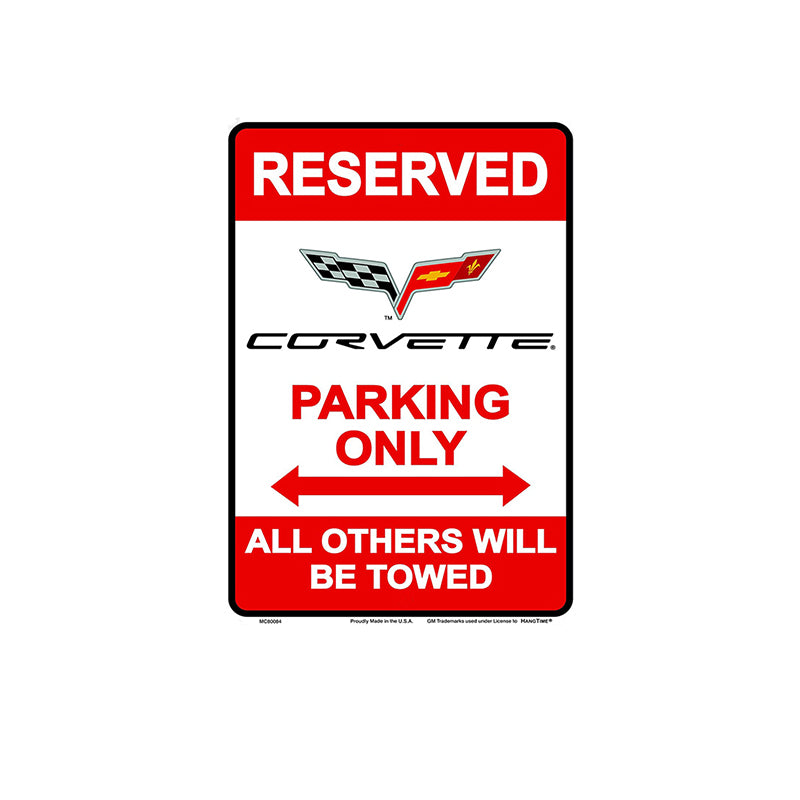 TIN SIGN RESERVED CORVETTE PARKING ONLY