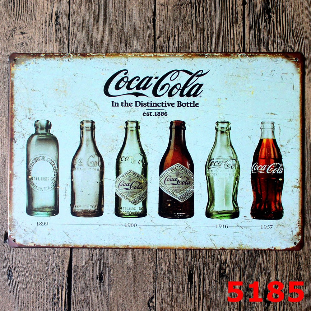 TIN SIGN COCA-COLA IN THE DISTINCTIVE BOTTLE
