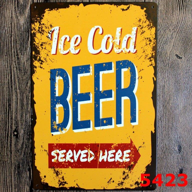 TIN SIGN ICE COLD BEER SERVED HERE