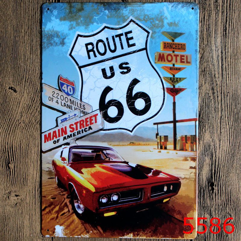 TIN SIGN ROUTE US 66 MAIN STREET OF AMERICA