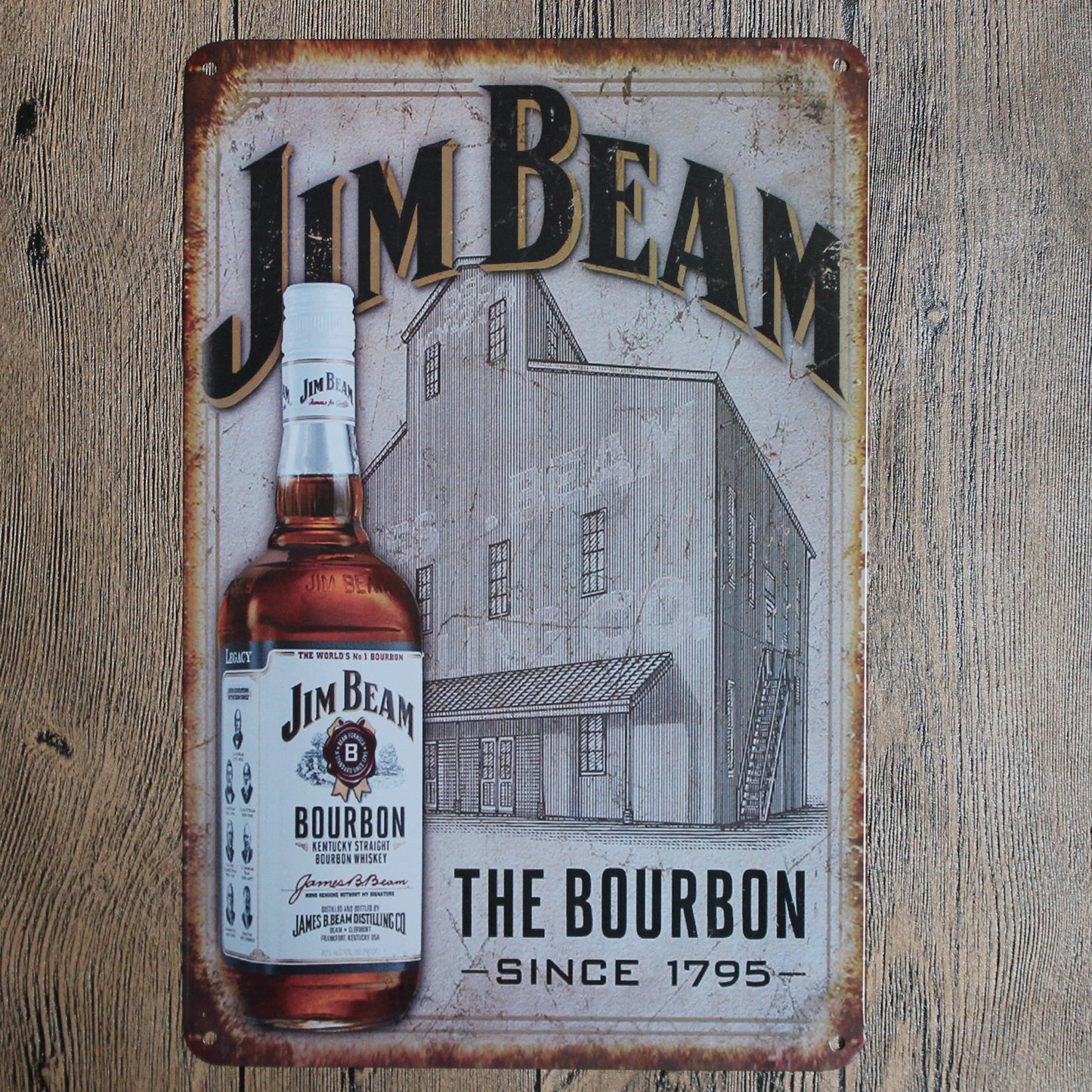 TIN SIGN JIM BEAM THE BOURBON -since 1795-