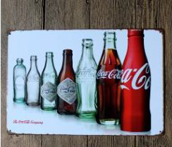 TIN SIGN COCA COLA BOTTLES THE COCA COLA COMPANY