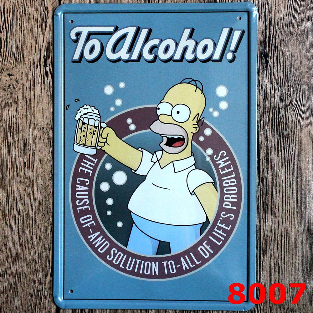 TIN SIGN TO ALCOHOL HOMER SIMPSON