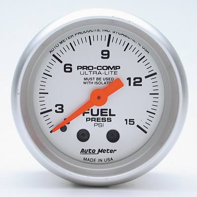 GAUGE FUEL PRESS 2-1/16in 0-15psi PROCOMP SILVER