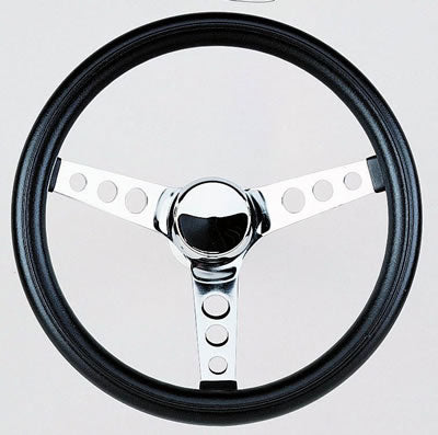 STEERING WHEEL 13-1/2in BLACK CHROME 3-1/2 DISH