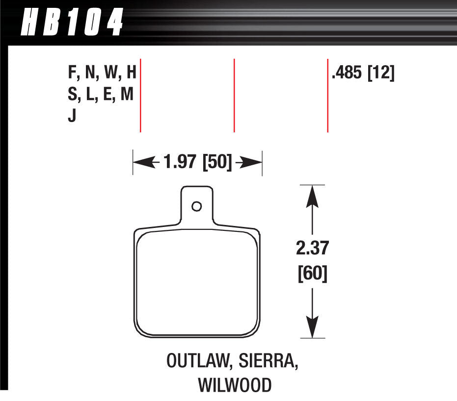 BRAKE PADS WIL DYNALITE SINGLE DRAG DR97 (pair)