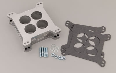 CARB SPACER SQ BORE 2in ALLOY PORTED CTR (4 HOLE)