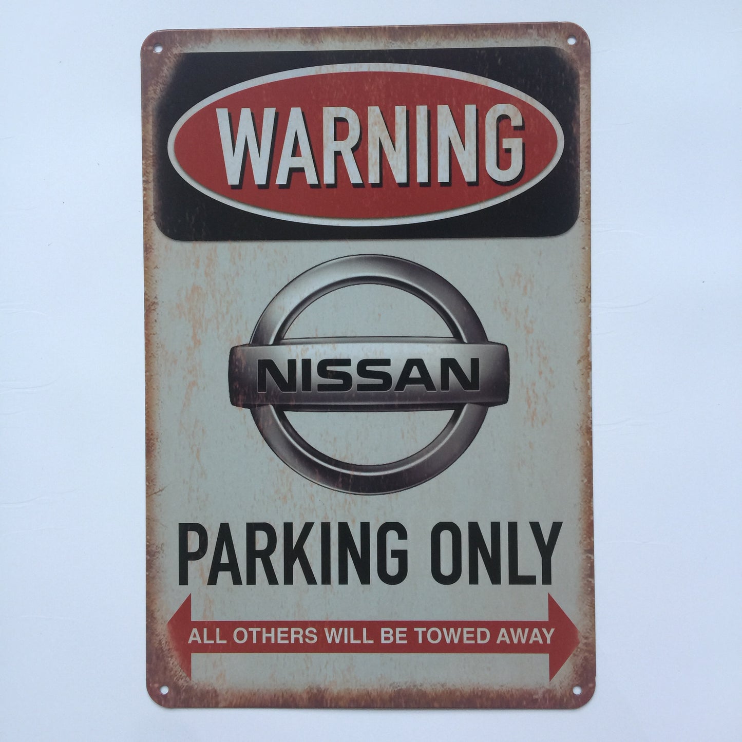 TIN SIGN WARNING NISSAN PARKING ONLY