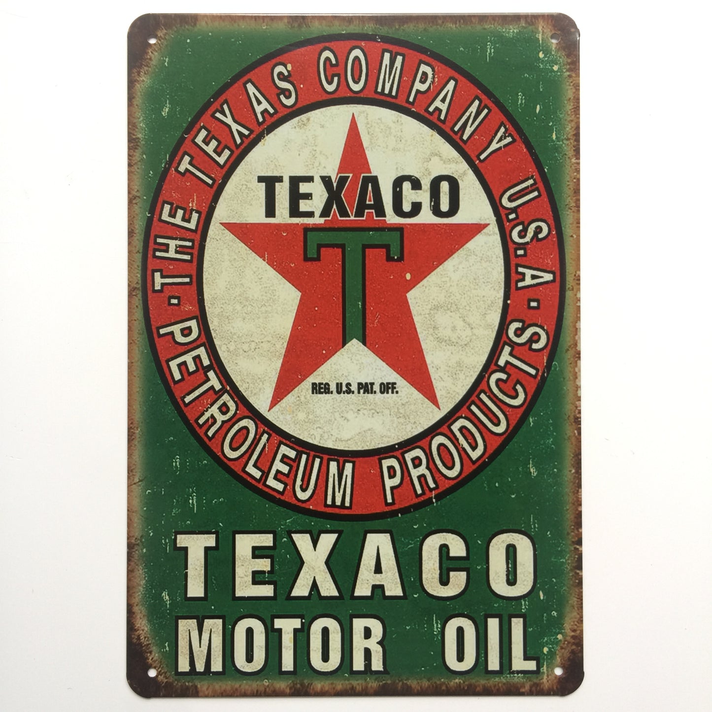 TIN SIGN TEXACO MOTOR OIL green and red