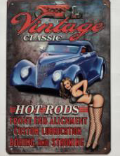 TIN SIGN VINTAGE CLASSIC HOT RODS