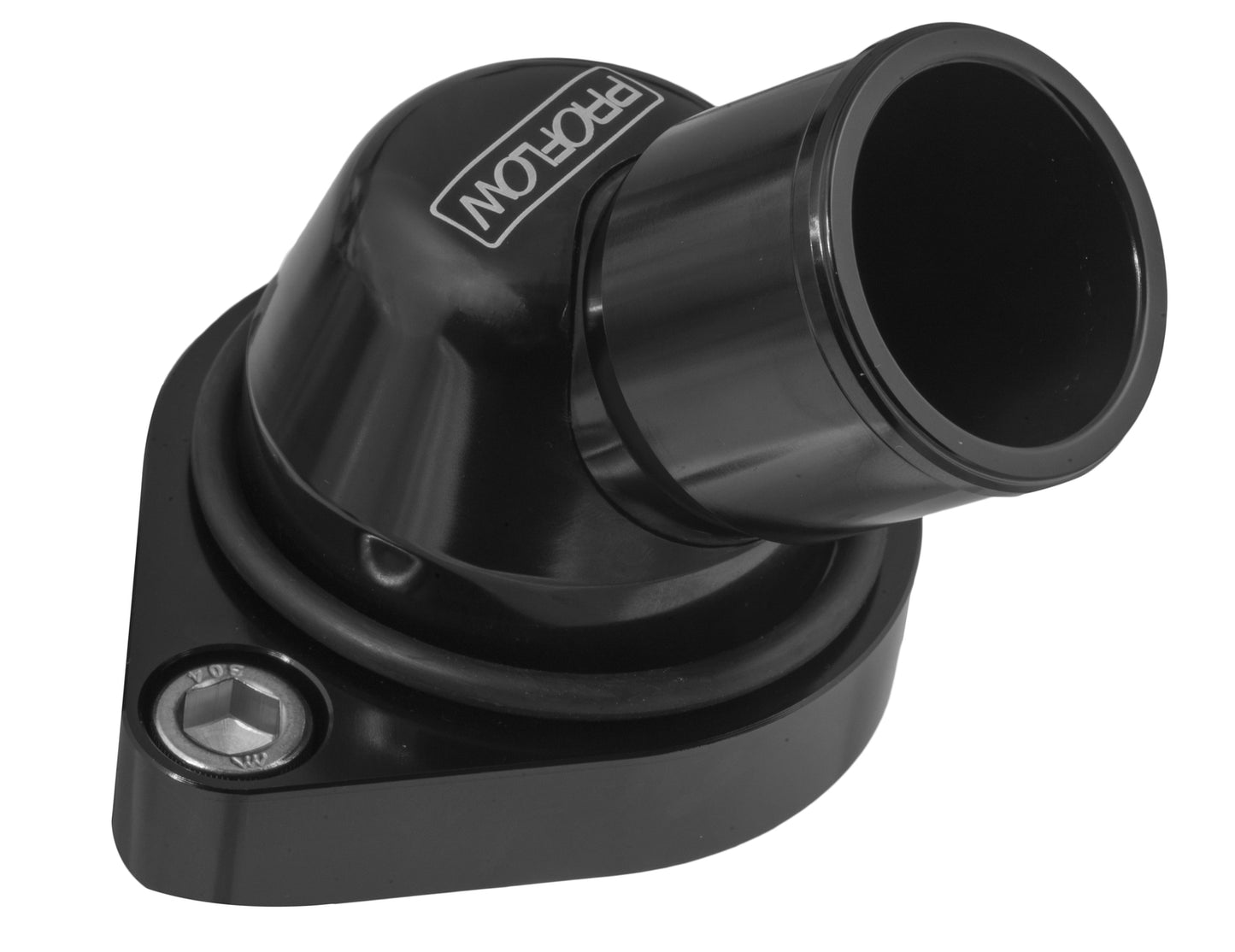WATER NECK CHEV V8 45deg SWIVEL BILLET BLACK