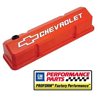ROCKER COVERS CHEV SB CHEVROLET SLANT EDGE ORANGE