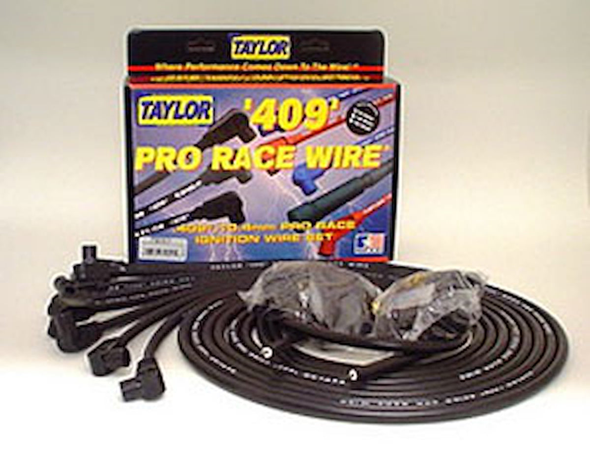 Taylor 79051 black 409 Pro Race 10.4mm universal V8 lead set with 90-degree boots