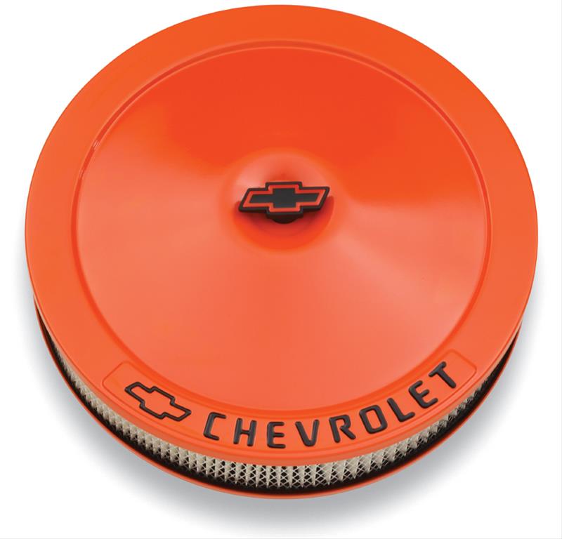 AIR CLEANER 14in x 3in CHEVROLET ORANGE FLAT BASE