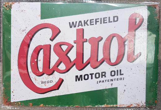 TIN SIGN CASTROL WAKEFIELD MOTOR OIL (PATENTED)