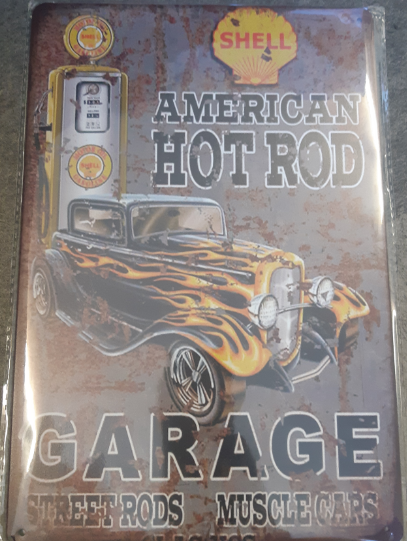 TIN SIGN AMERICAN HOT ROD GARAGE (SHELL)