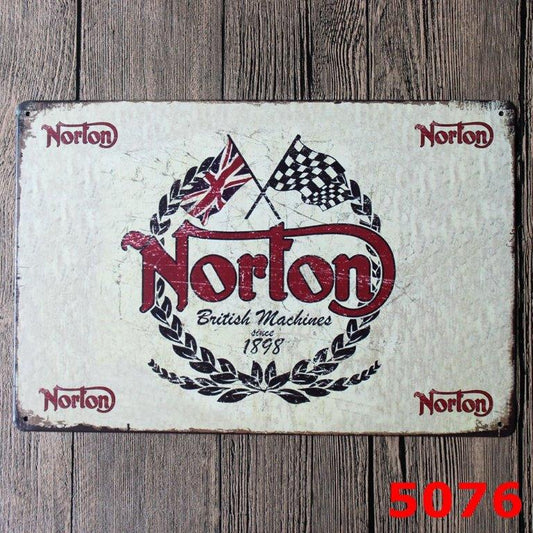 TIN SIGN NORTON BRITISH MACHINES SINCE 1898