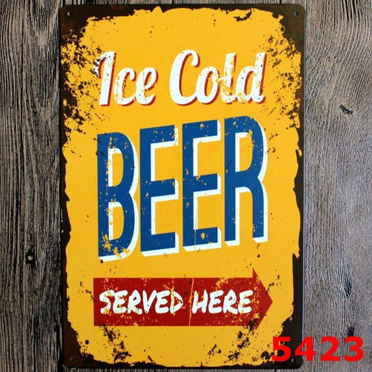 TIN SIGN ICE COLD BEER SERVED HERE