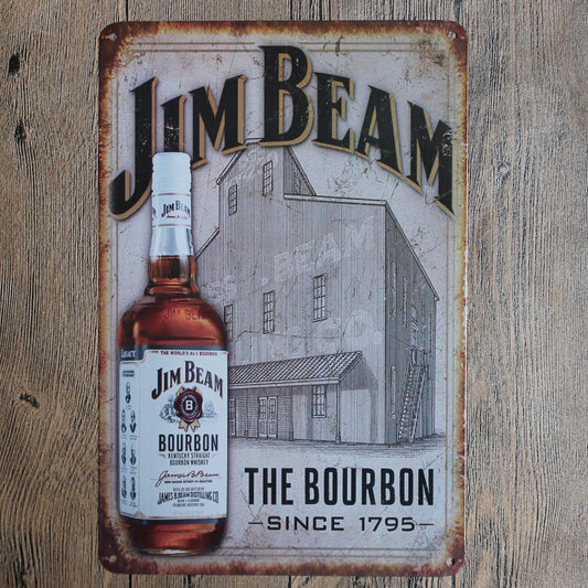 TIN SIGN JIM BEAM THE BOURBON -since 1795-
