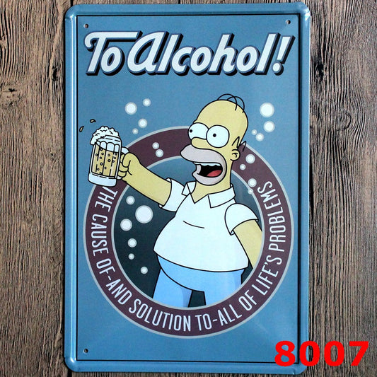 TIN SIGN TO ALCOHOL HOMER SIMPSON