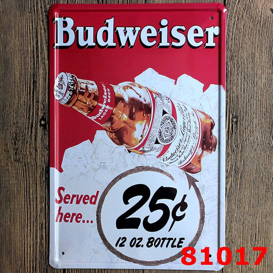 TIN SIGN BUDWEISER served here 25c
