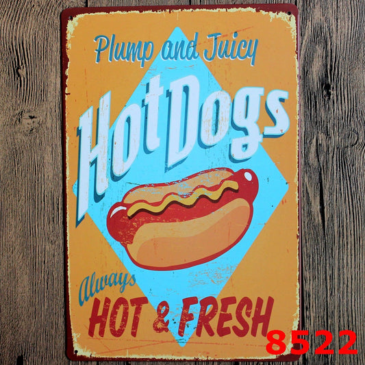 TIN SIGN HOTDOGS HOT & FRESH
