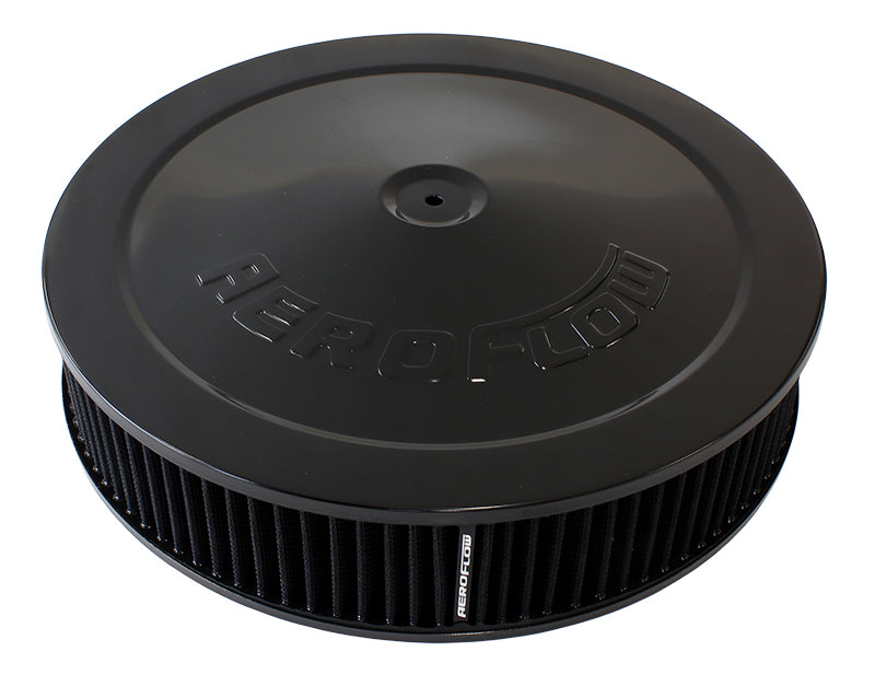 AIR CLEANER 14in x 3in K&N type BLACK 1-1/8in DROP
