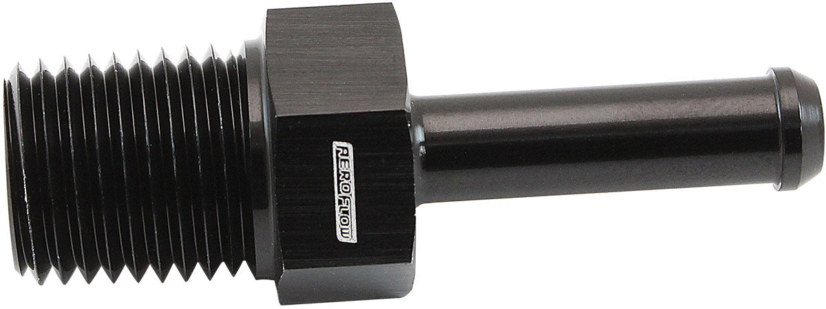 ADAPTER 1/4m npt to 1/4 BARB BLACK