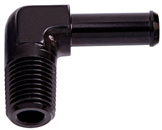 ADAPTER 3/8m npt to 3/8 BARB 90deg Black