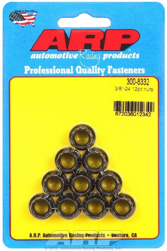 NUTS 3/8-24 FLANGED 7/16in 12pt pkt10