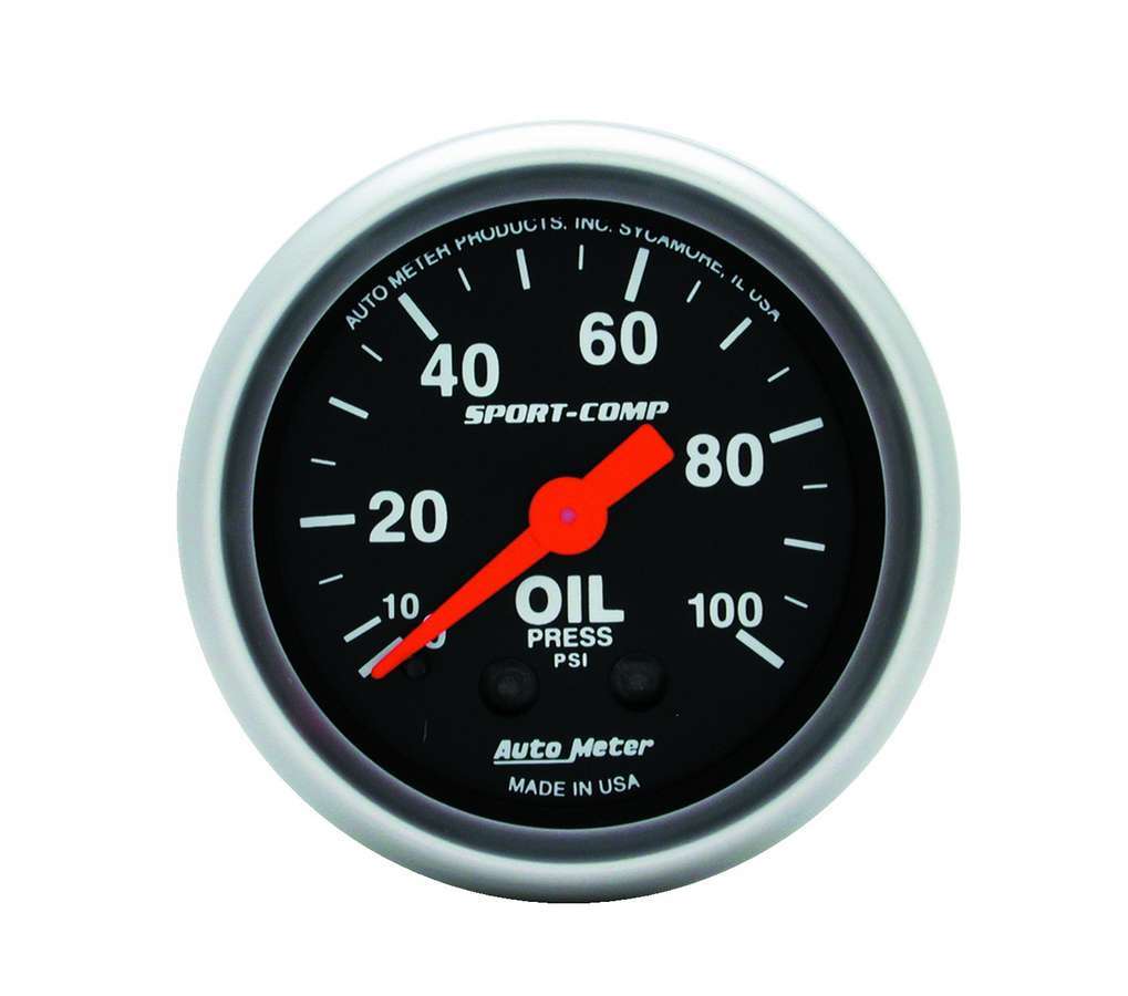 GAUGE OIL PRESSURE 2-1/16 0-100psi SPORT COMP