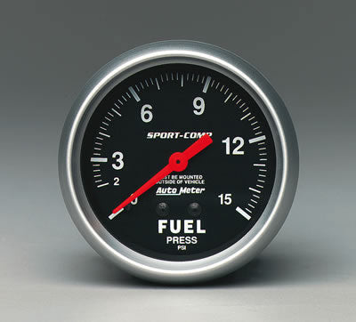 GAUGE FUEL PRESS 2-5/8in 0-15psi SPORTCOMP