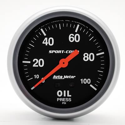 GAUGE OIL PRESSURE 2-5/8in 0-100psi SPORT COMP