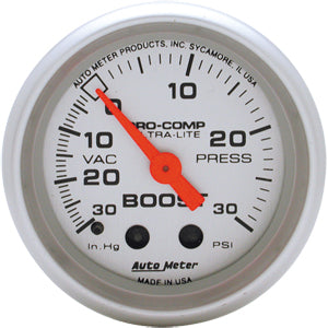 GAUGE BOOST/VAC 2-1/16in 30in/30psi PROCOMP SILVER