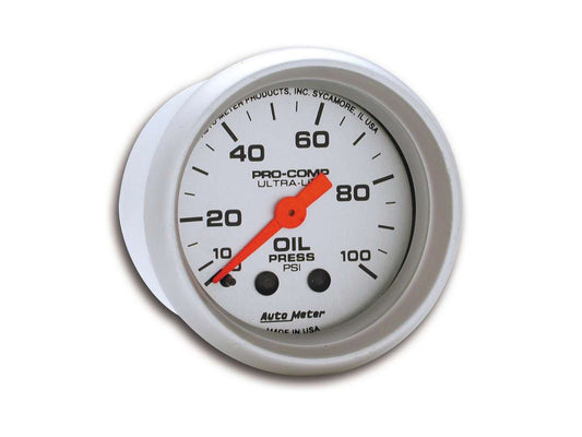 GAUGE OIL PRESSURE 2-1/16 0-100psi PROCOMP SILVER