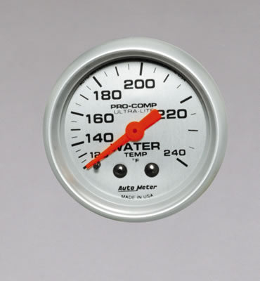 GAUGE WATER TEMP 2-1/16 120-240f PROCOMP SILVER