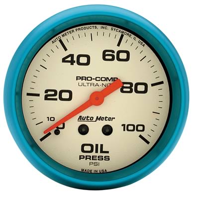 GAUGE OIL PRESSURE 2-5/8in 0-100psi ULTRA NITE