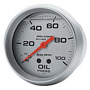 GAUGE OIL PRESSURE 2-5/8in 0-100psi ULTRA LIQUID