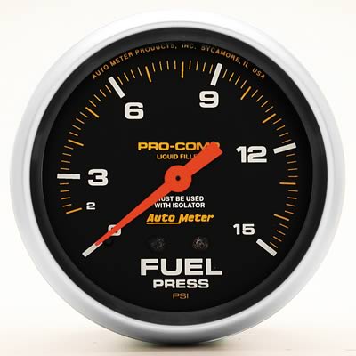 GAUGE FUEL PRESS 2-5/8in 0-15psi PROCOMP LIQUID