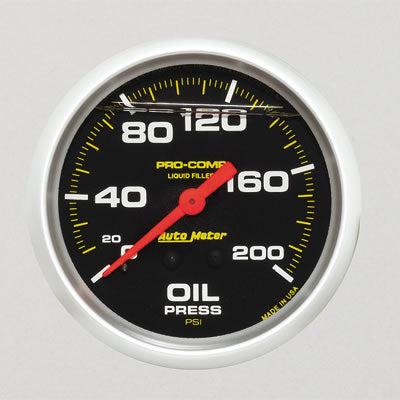 GAUGE OIL PRESSURE 2-5/8in 0-200psi LIQUID FILLED