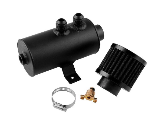 BREATHER BOTTLE with FILTER ROUND DUAL -10m BLACK
