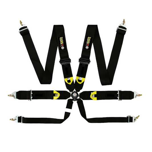 HARNESS 6pt CAMLOC PULL UP BLACK FIA