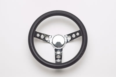 STEERING WHEEL 11-1/2in BLACK CHROME 3-3/4 DISH