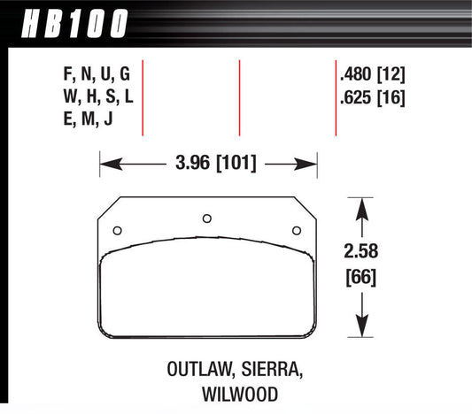 BRAKE PADS WIL DL2 (pair) DRAG RACE