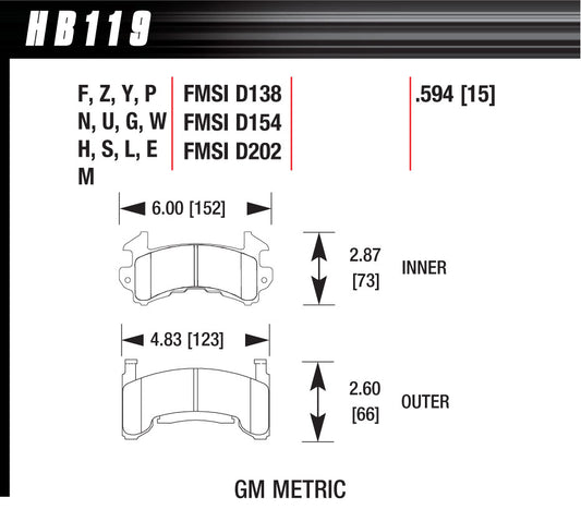 BRAKE PADS GM METRIC DTC-30 set of 4pads
