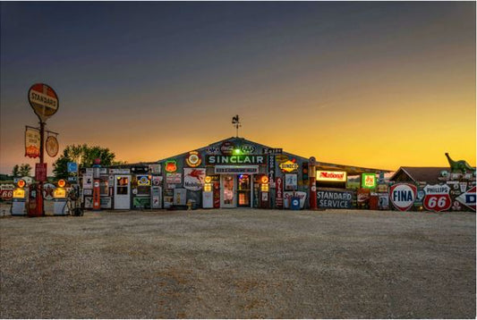 GLASS PRINT GARAGE SUNSET