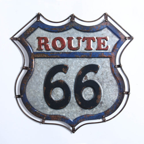 TIN SIGN ROUTE 66 BADGE (1inRT)