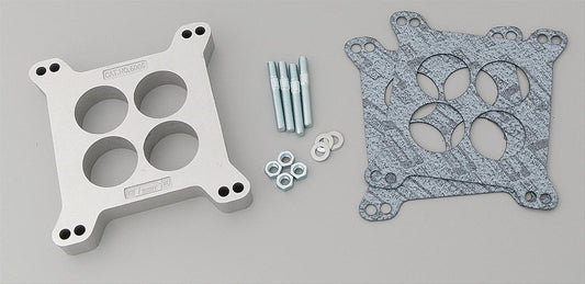 CARB SPACER SQ BORE 1in ALLOY PORTED CTR (4 HOLE)