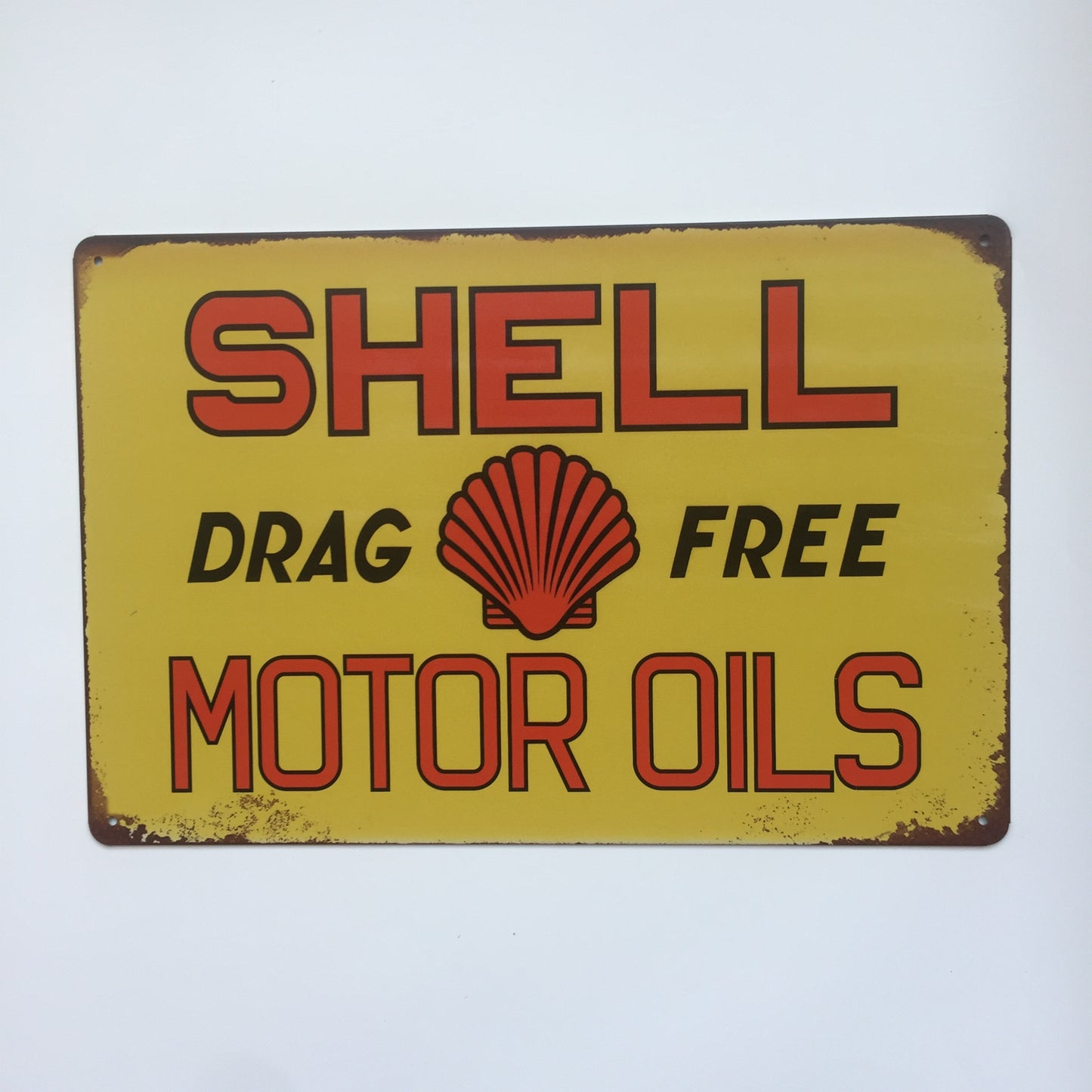 TIN SIGN SHELL DRAG FREE MOTOR OILS